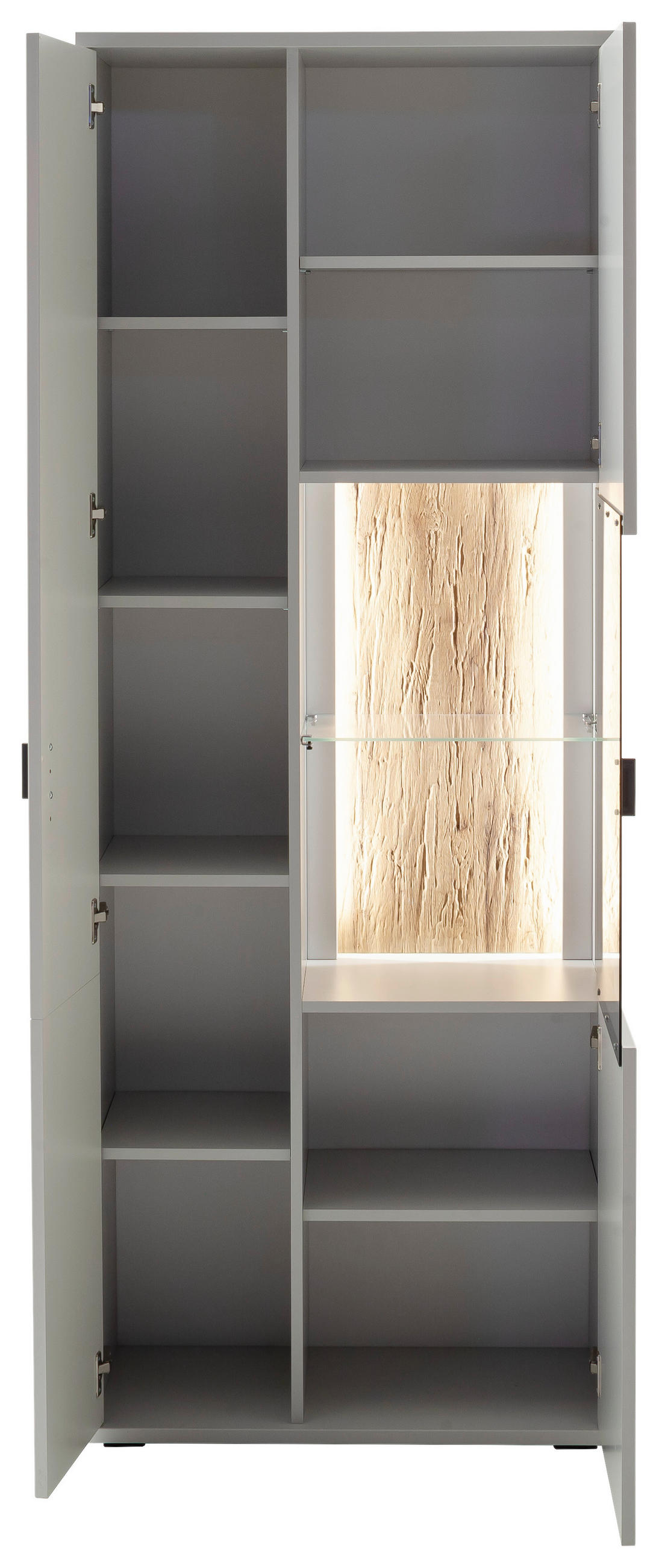 VITRINE Weiss, Eichefarben  75/199/37 cm  - Weiss/Eichefarben, Design, Glas/Holzwerkstoff (75/199/37cm) - Stylife