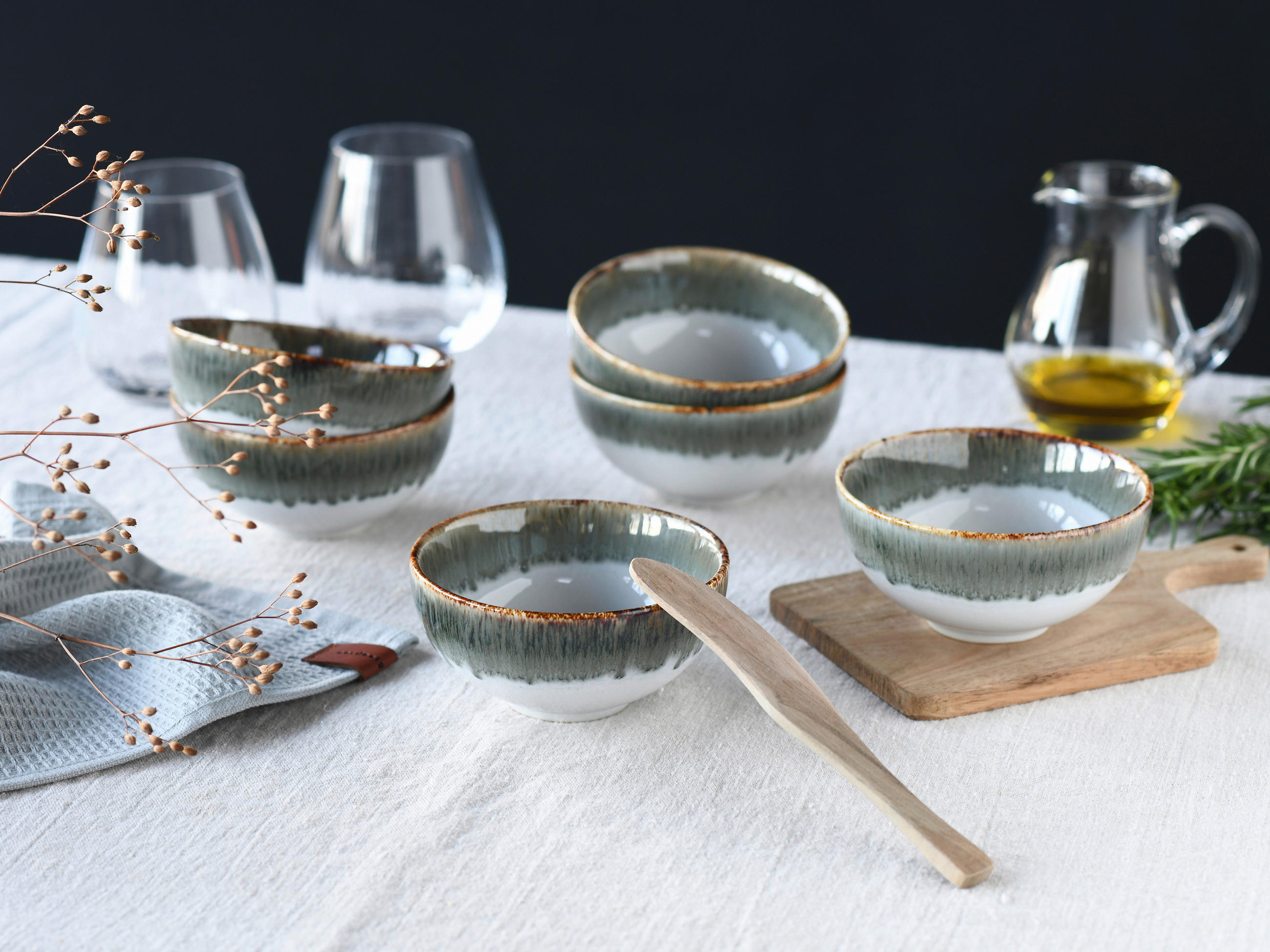 DIPSCHALENSET Keramik Steinzeug  - Weiß/Grau, Design, Keramik - Creatable