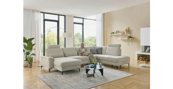 WOHNLANDSCHAFT Dieter Knoll Greige Chenille  - Greige/Schwarz, Design, Textil/Metall (175/349/235cm) - Dieter Knoll