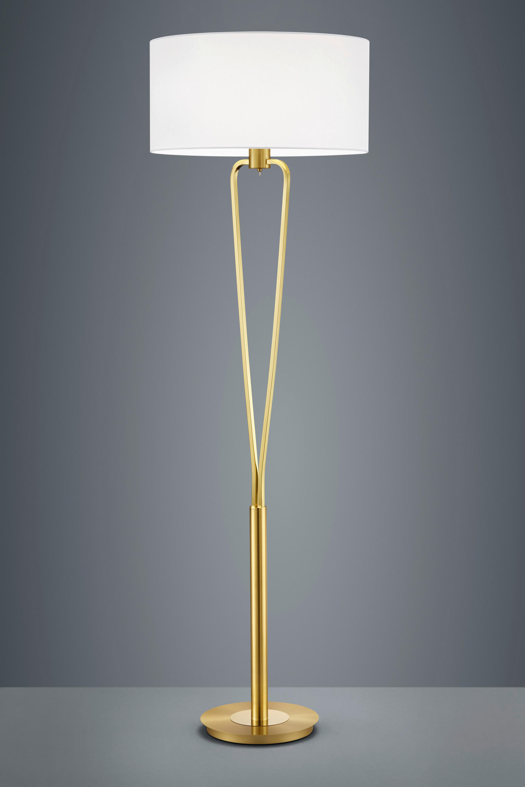 STOJACÍ LAMPA, 50/160 cm  - bílá/barvy mosazi, Lifestyle, kov/textil (50/160cm)