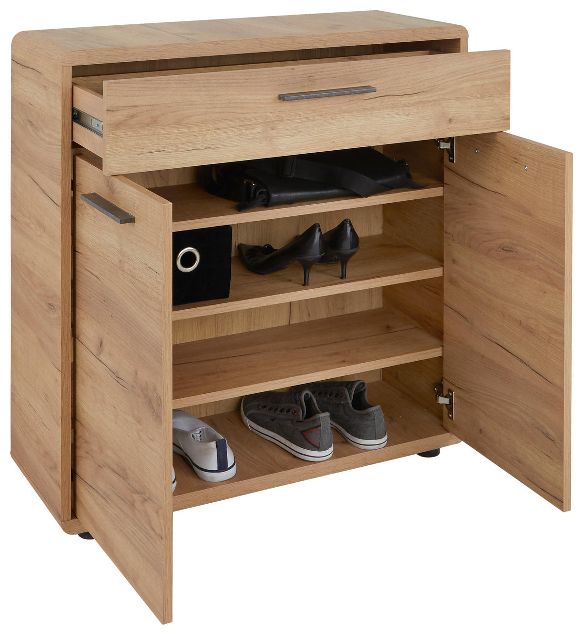 KOMMODE Fontana  in 84/90/32 cm  - Eichefarben/Schwarz, MODERN, Holzwerkstoff/Kunststoff (84/90/32cm) - Boxxx