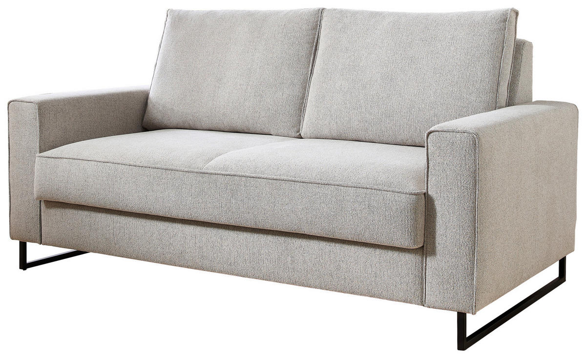 SCHLAFSOFA  mit Fußauswahl, Stoffauswahl, Relaxfunktion, Liegefunktion, Schlafen auf Sitzhöhe, Rücken echt Beige  - Beige/Schwarz, Design, Textil/Metall (174/90/95cm) - Livetastic