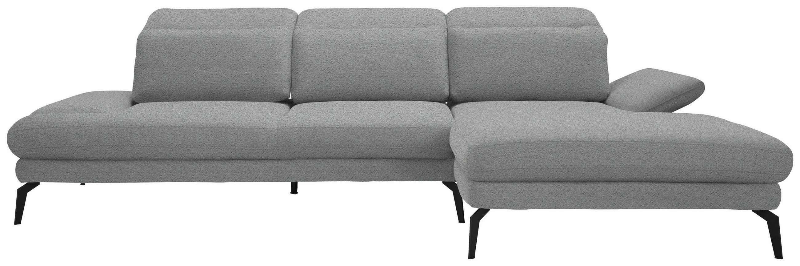 ECKSOFA Hellgrau Webstoff  - Hellgrau/Schwarz, Design, Textil/Metall (289/180cm) - Stylife