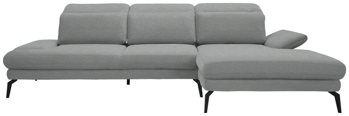 ECKSOFA in Webstoff Hellgrau  - Hellgrau/Schwarz, Design, Textil/Metall (289/180cm) - Stylife