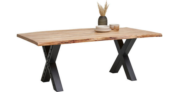 ESSTISCH in Holz, Metall 200/100/76 cm   - Schwarz/Akaziefarben, Design, Holz/Metall (200/100/76cm) - Ambia Home