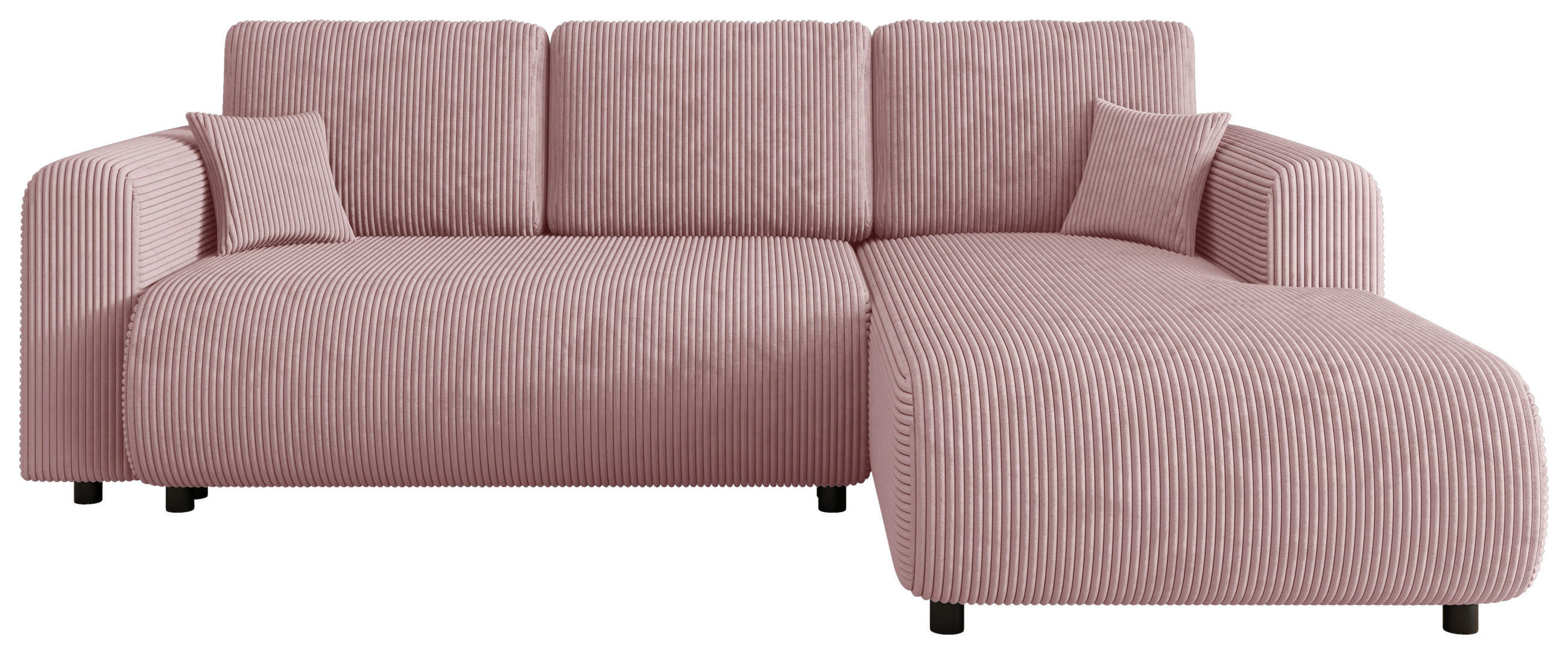 ECKSOFA inkl. Funktionen Rosa Cord  - Schwarz/Rosa, KONVENTIONELL, Kunststoff/Textil (260/200cm) - Xora