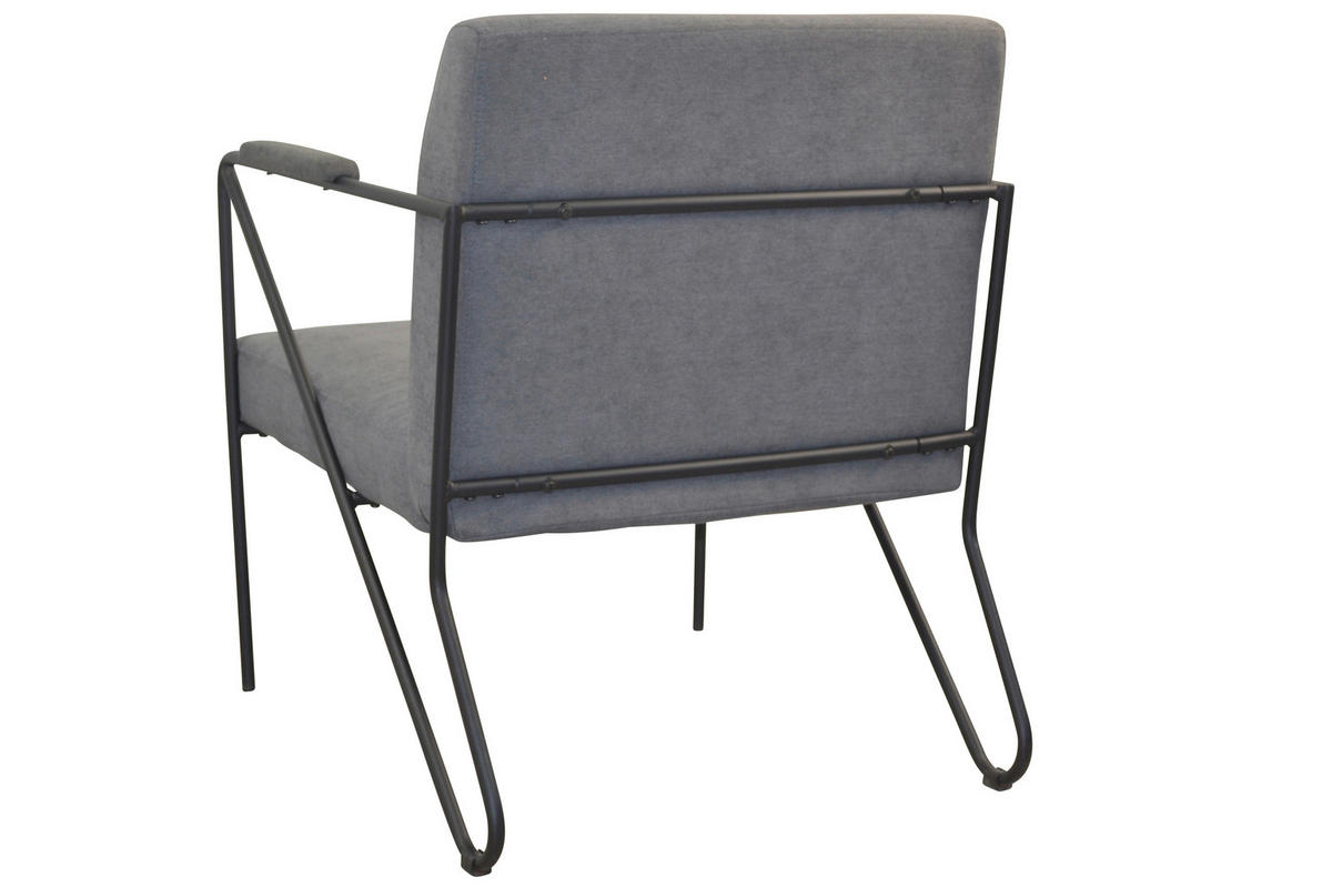 SESSEL Webstoff, Flachgewebe Grau    - Schwarz/Grau, Design, Textil/Metall (76/64/77cm) - MID.YOU