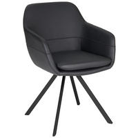 ARMLEHNSTUHL  in Stahl Echtleder pigmentiert  - Schwarz, Design, Leder/Metall (60,5/86/62,5cm) - Novel