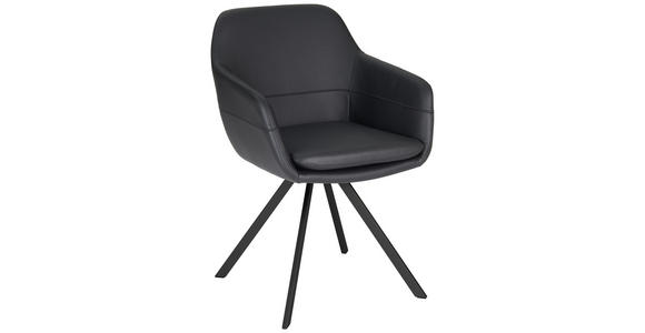 ARMLEHNSTUHL , , Echtleder  - Schwarz, Design, Leder/Metall (60,5/86/62,5cm) - Novel