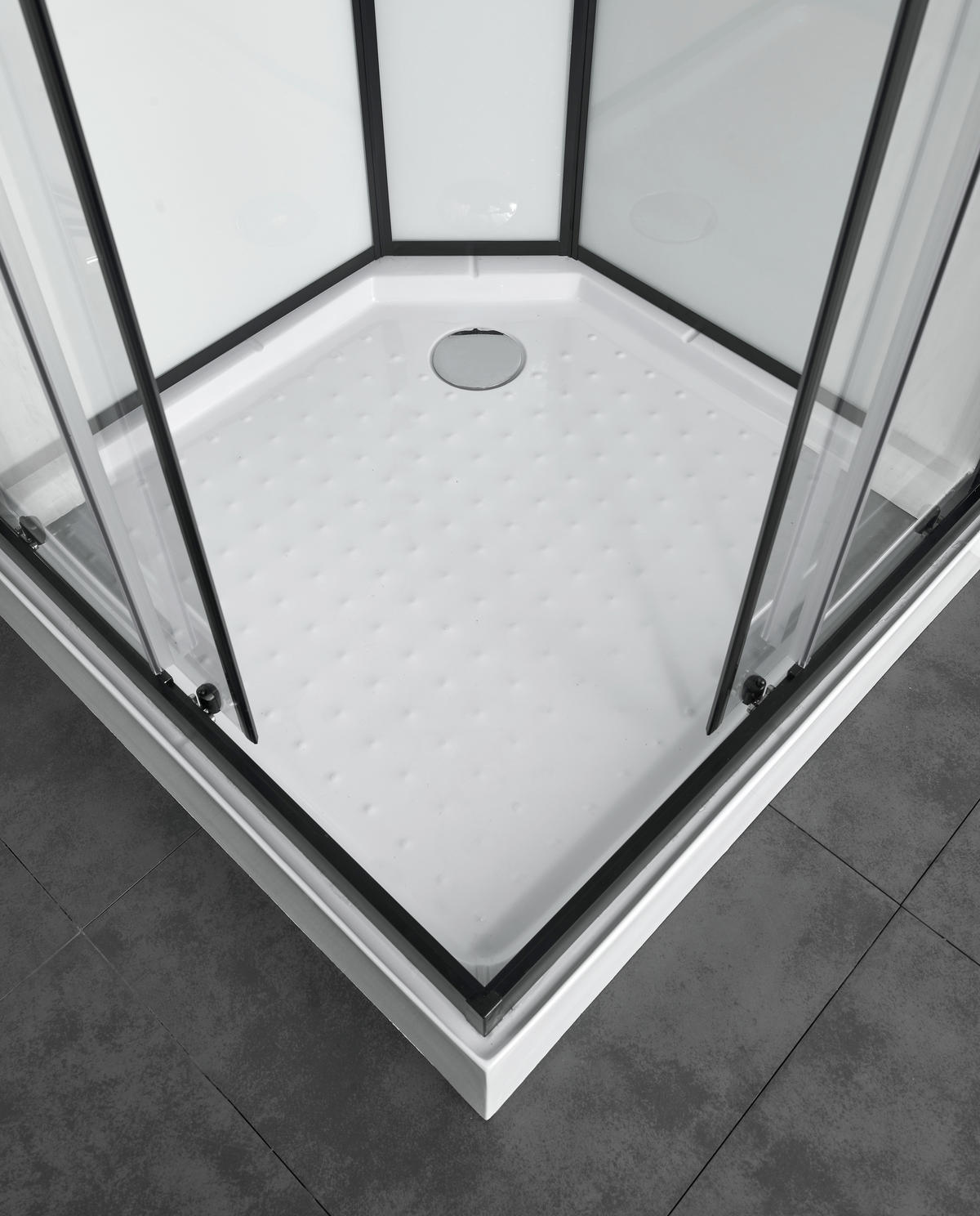 DUSCHKABINE  in Transparent, Schwarz  - Transparent/Schwarz, MODERN, Glas (90/90/225cm) - Sanotechnik