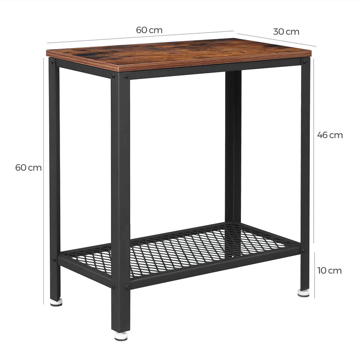 ODKLÁDACÍ STOLEK, hnědá, černá - černá/hnědá, Trend, kov/kompozitní dřevo (60/60/30cm) - Boxxx