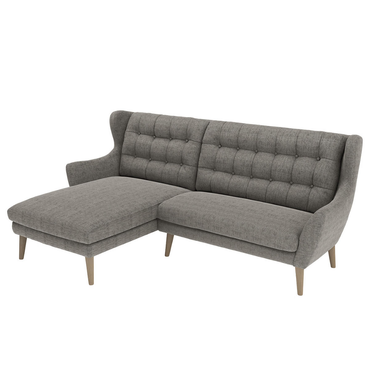 ECKSOFA in Webstoff Dunkelgrau  - Eichefarben/Dunkelgrau, Konventionell, Holz/Textil (250/107/173cm) - Trendmanufaktur