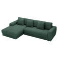 ECKSOFA in Cord Grün  182/302 cm  - Schwarz/Grün, MODERN, Kunststoff/Textil (182/302cm) - Carryhome