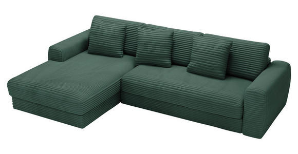 ECKSOFA in Cord Grün  182/302 cm  - Schwarz/Grün, MODERN, Kunststoff/Textil (182/302cm) - Carryhome