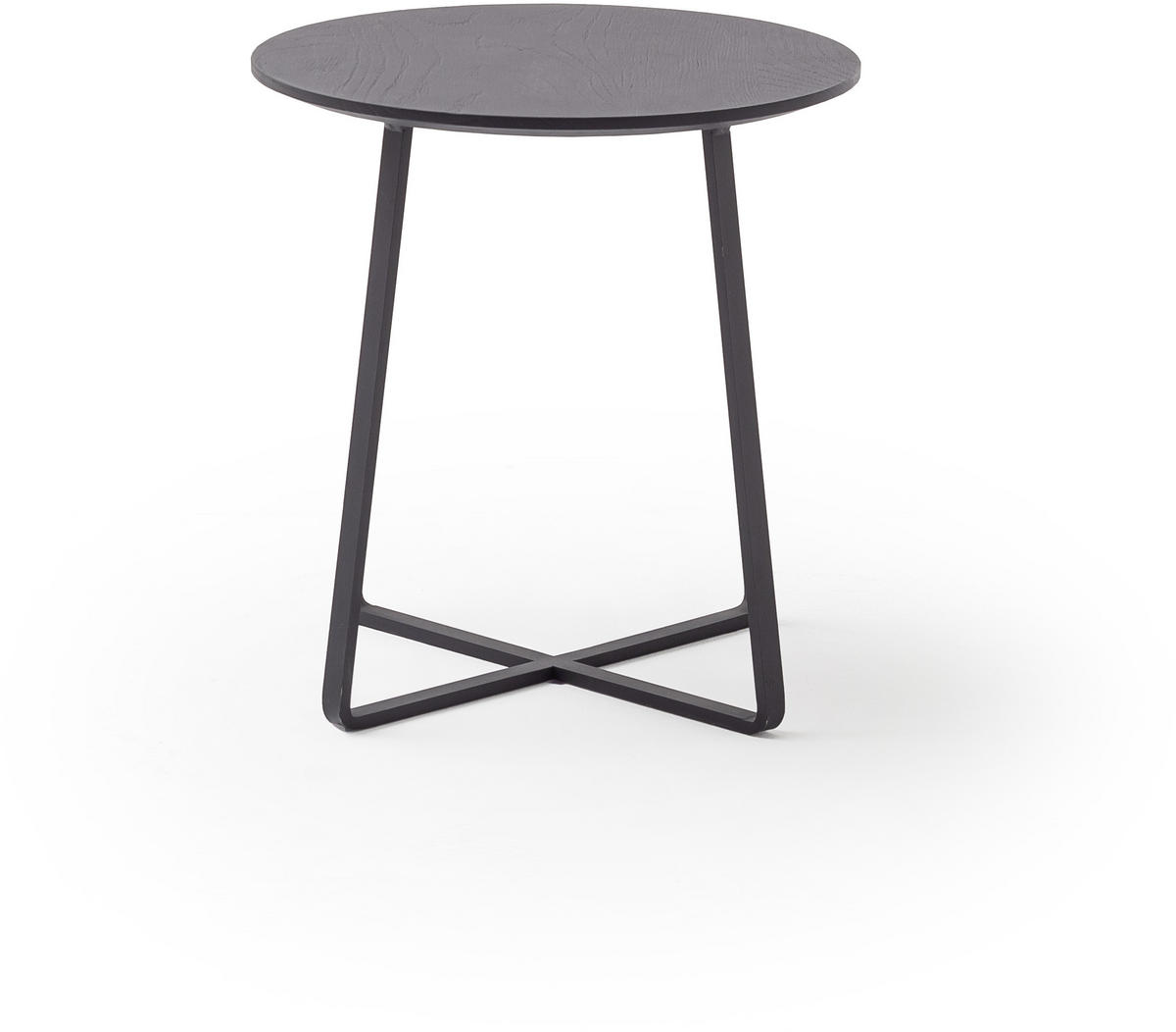 COUCHTISCH Eiche massiv 45/45/47 cm rund Schwarz  - Schwarz, Natur, Holz/Metall (45/45/47cm) - Schöner Wohnen