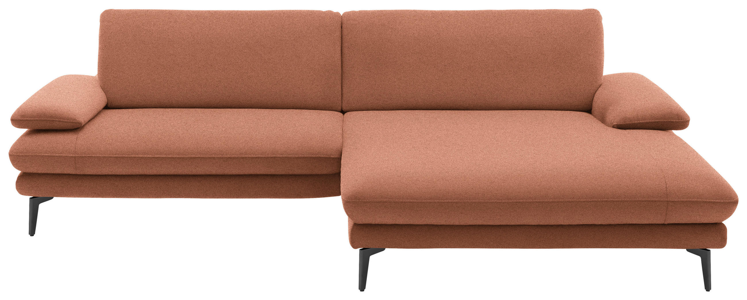 ECKSOFA in Webstoff Orange  - Schwarz/Orange, Design, Textil/Metall (284/184cm) - Dieter Knoll