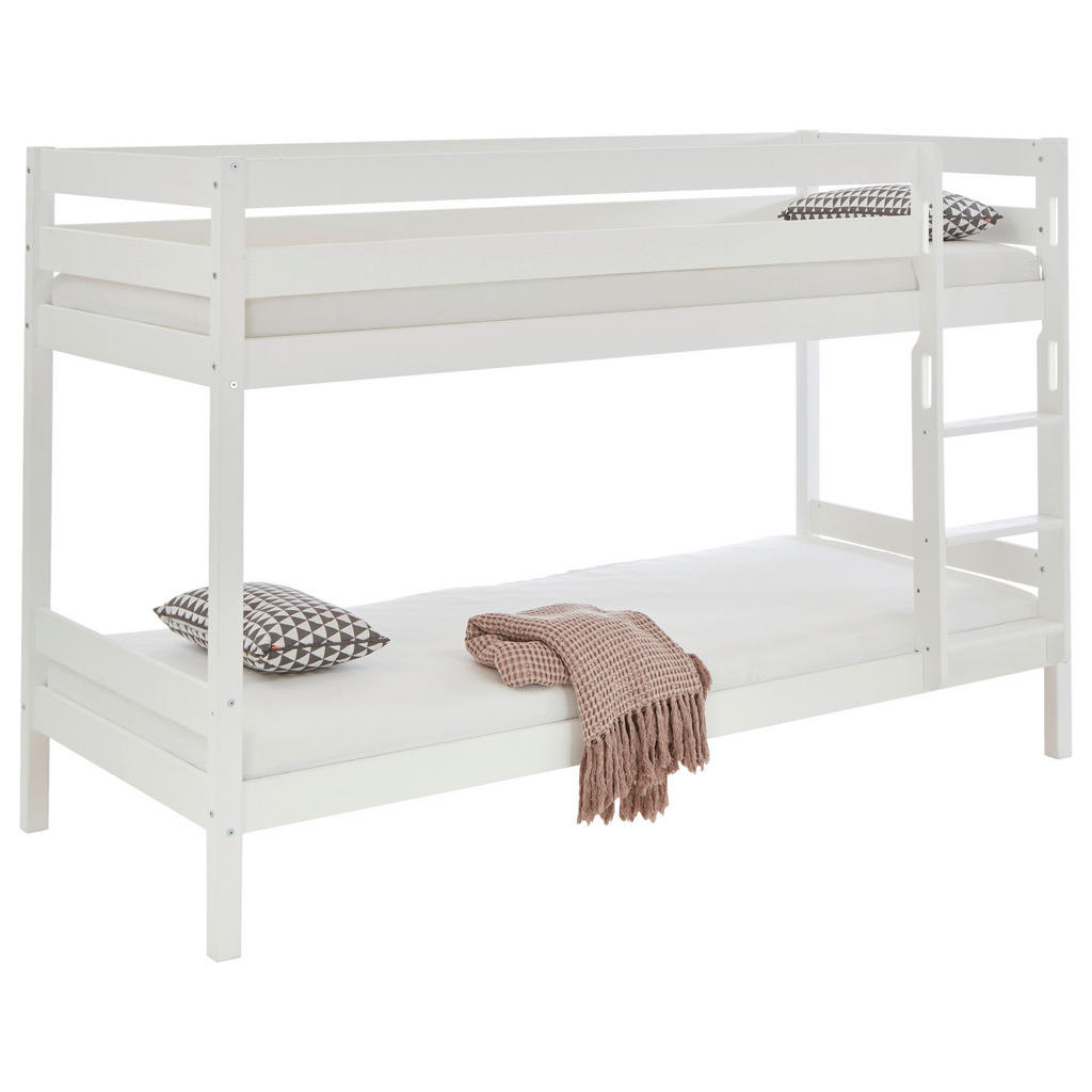 Etagenbett Lupo 2 Weiß Buche Massiv Mit Absturzsicherung