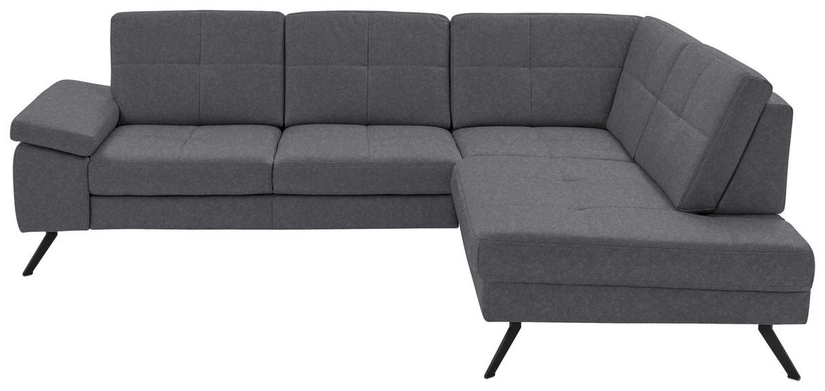 ECKSOFA in Lederlook, Mikrofaser Grau  - Schwarz/Grau, Design, Textil/Metall (261/220cm) - Beldomo System