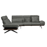 ECKSOFA Chenille, Flachgewebe Braun, Graubraun  - Graubraun/Schwarz, Design, Textil/Metall (239/270cm) - Koinor