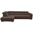 ECKSOFA in Mikrofaser Hellbraun  - Chromfarben/Hellbraun, Design, Textil/Metall (207/301cm) - Xora