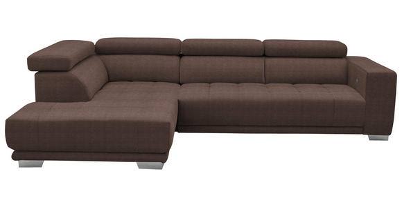 ECKSOFA in Mikrofaser Hellbraun  - Chromfarben/Hellbraun, Design, Textil/Metall (207/301cm) - Xora