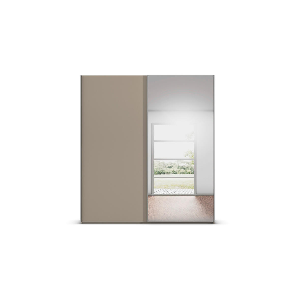 SCHWEBETÜRENSCHRANK 201/223/69 cm,  in Alufarben, Fango, 2 Tür(en)  - Fango/Alufarben, Basics, Glas/Holzwerkstoff (201/223/69cm) - Rauch Möbel