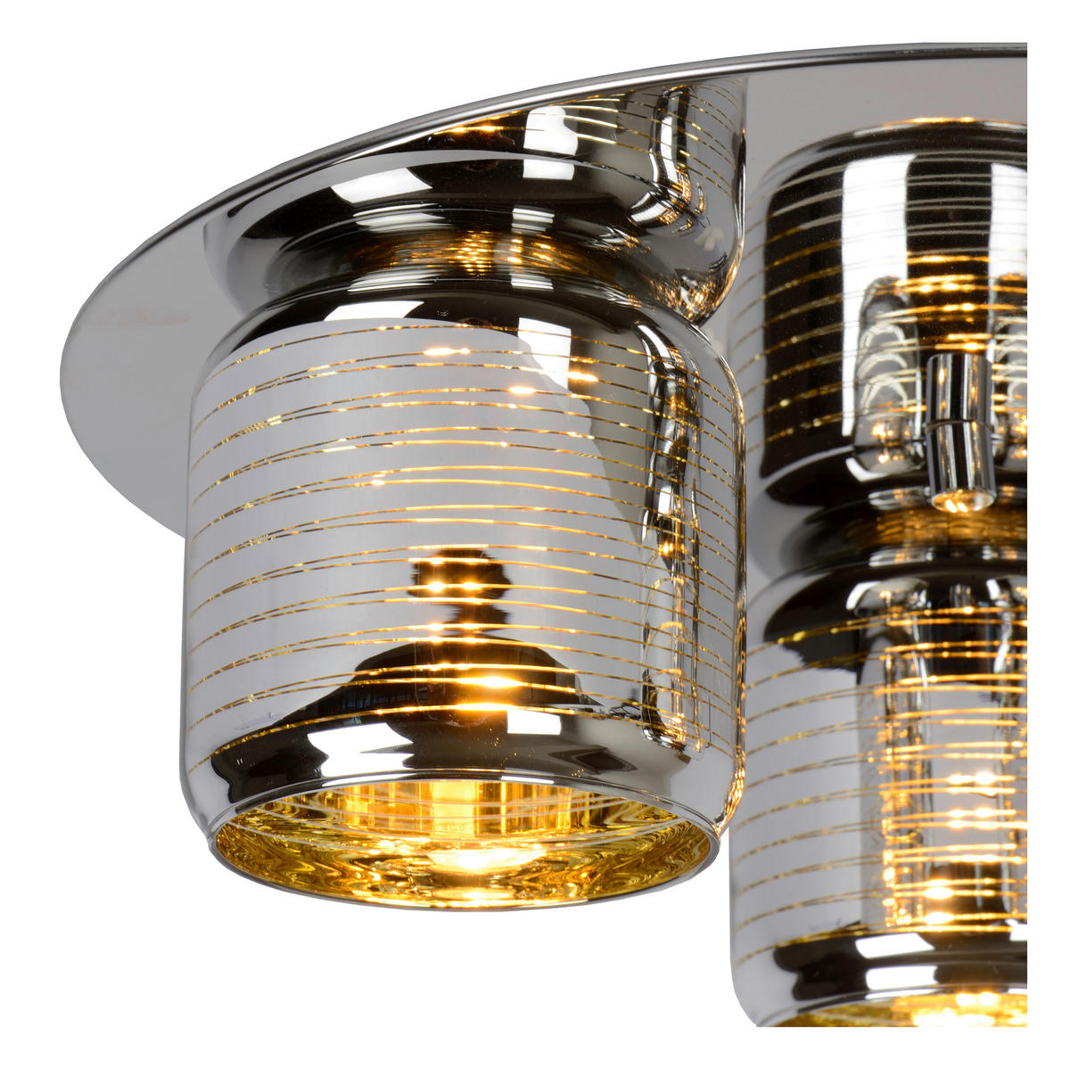 DECKENLEUCHTE Modern 38/38/13 cm  - Chromfarben, Design, Glas (38/38/13cm) - Lucide