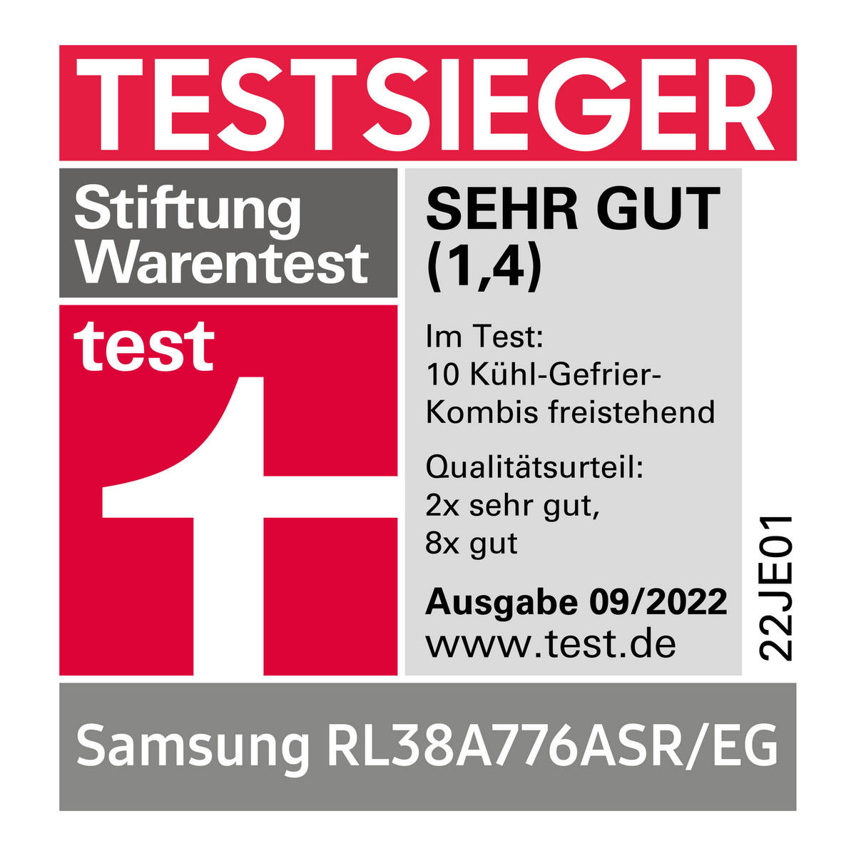 KÜHL-GEFRIER-KOMBINATION 59,5/203,0/65,8 cm RL38A776ASR/EG  - Edelstahlfarben, Basics, Glas/Kunststoff (59,5/203,0/65,8cm) - Samsung