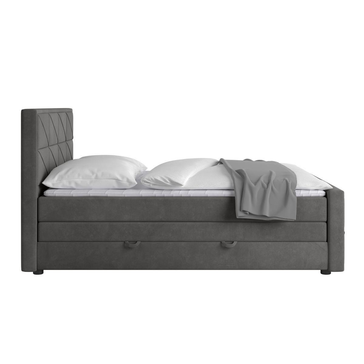 BOXSPRINGBETT 180/200 cm  in Anthrazit  - Anthrazit/Schwarz, MODERN, Karton/Holzwerkstoff (180/200cm) - MID.YOU