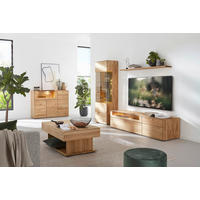 WOHNWAND 293,5/196,2/54,5 cm  in Wildeiche  293,5/196,2/54,5 cm    - Wildeiche/Edelstahlfarben, Design, Glas/Holz (293,5/196,2/54,5cm) - Valnatura