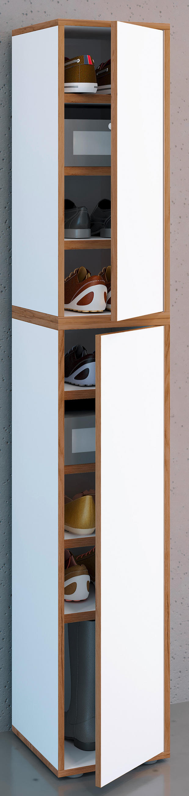 SCHUHSCHRANK Weiß, Honigeiche  - Honigeiche/Weiß, Design, Holzwerkstoff (30/183/33cm) - MID.YOU