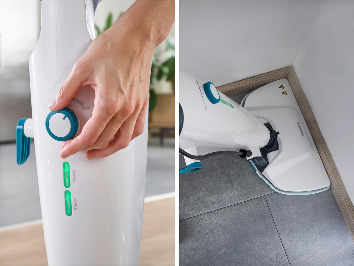 DAMPFREINIGER - Türkis/Weiss, Basics, Kunststoff (120/33/24cm) - Leifheit