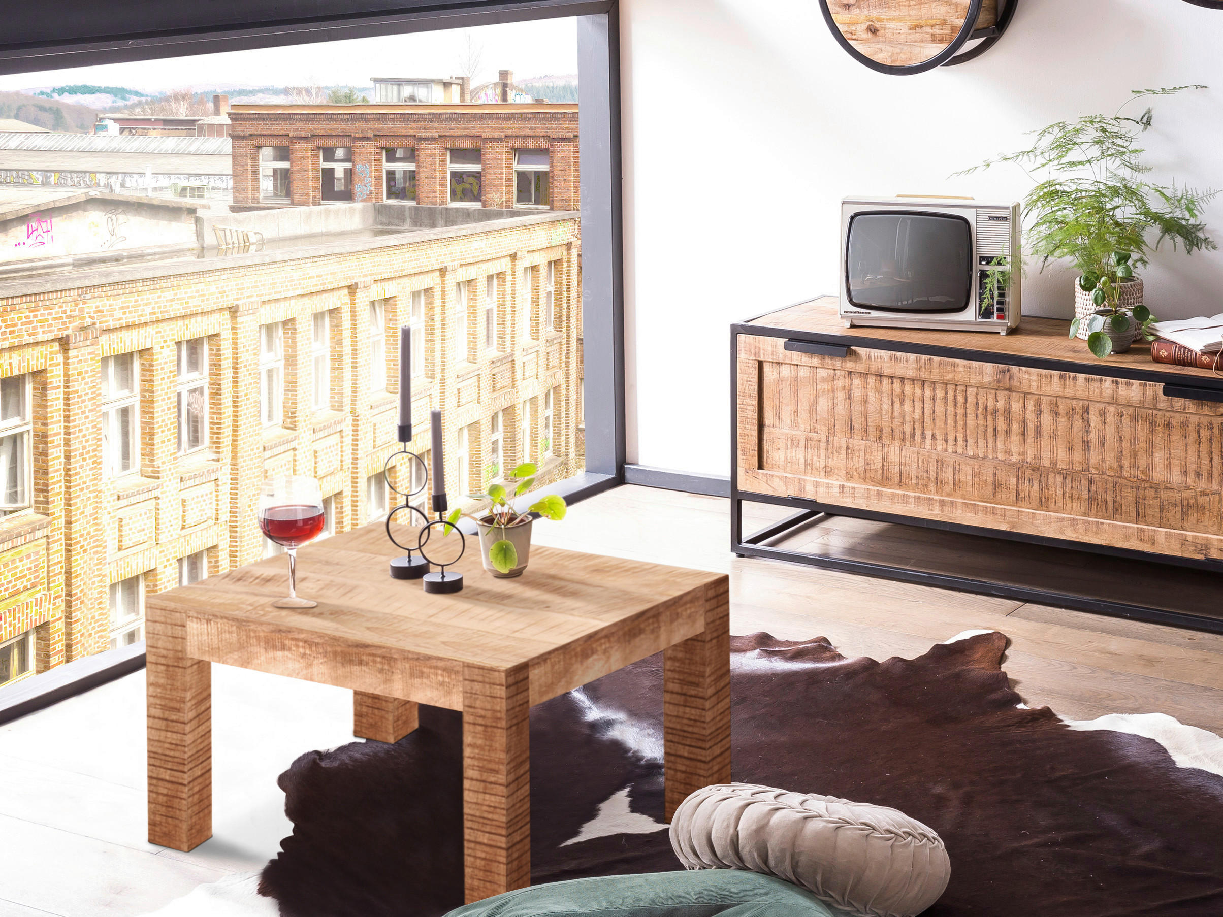 COUCHTISCH Mangoholz massiv 60/60/40 cm quadratisch Naturfarben  - Naturfarben, Design, Holz (60/60/40cm) - Livetastic
