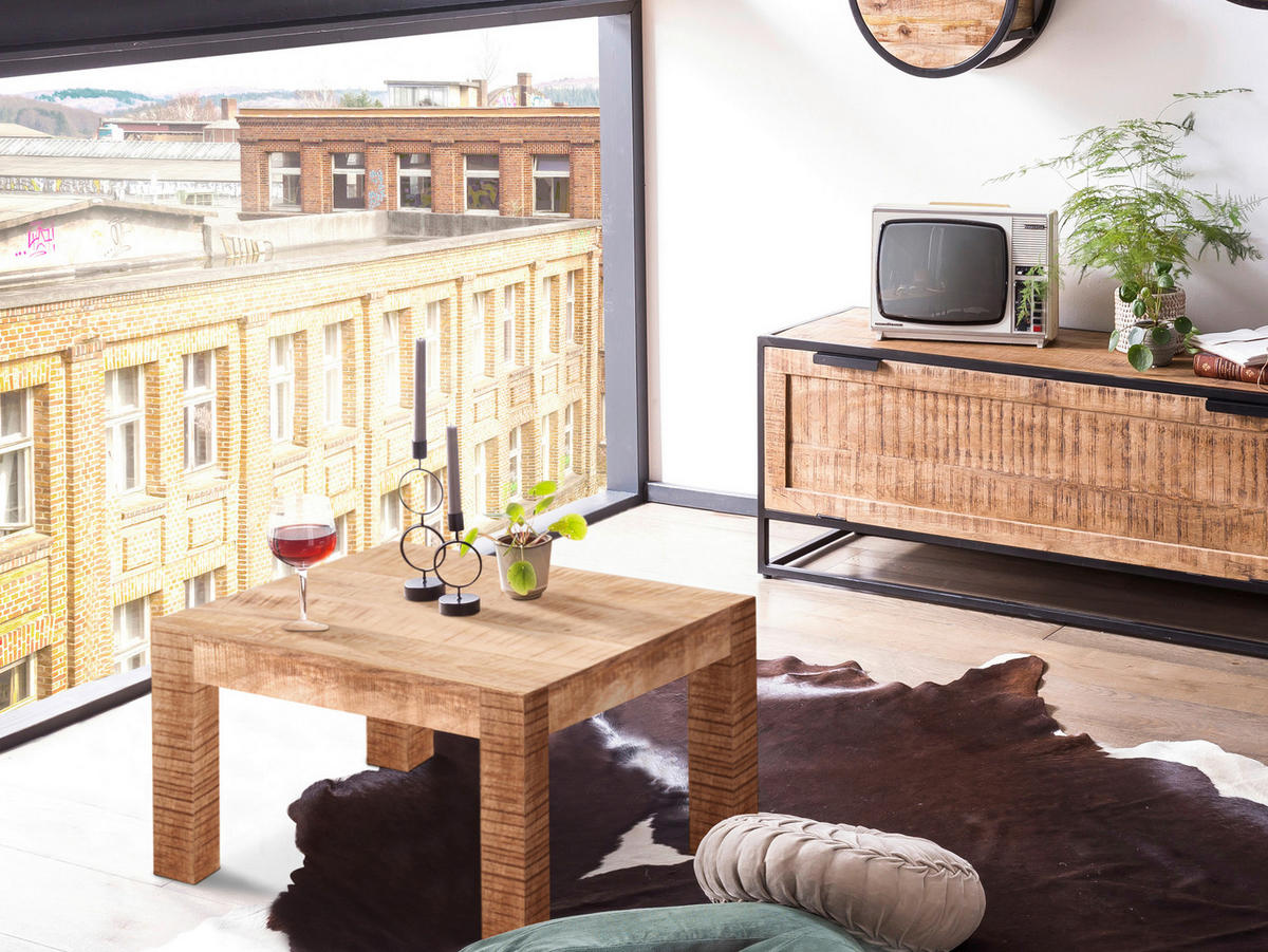 COUCHTISCH Mangoholz massiv 60/60/40 cm quadratisch Naturfarben  - Naturfarben, Design, Holz (60/60/40cm) - Livetastic