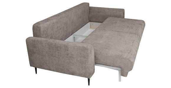 SCHLAFSOFA mit Liegefunktion, Schlafen auf Sitzhöhe, Rücken echt Chenille Greige - Greige/Schwarz, KONVENTIONELL, Textil/Metall (235/90/104cm) - Carryhome
