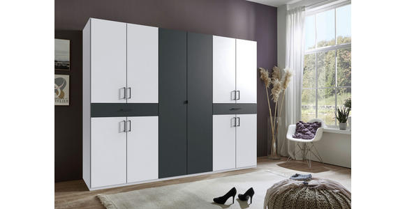 DREHTÜRENSCHRANK in Graphitfarben, Weiß - Schwarz/Graphitfarben, KONVENTIONELL, Holzwerkstoff/Kunststoff (270/208/58cm) - Carryhome