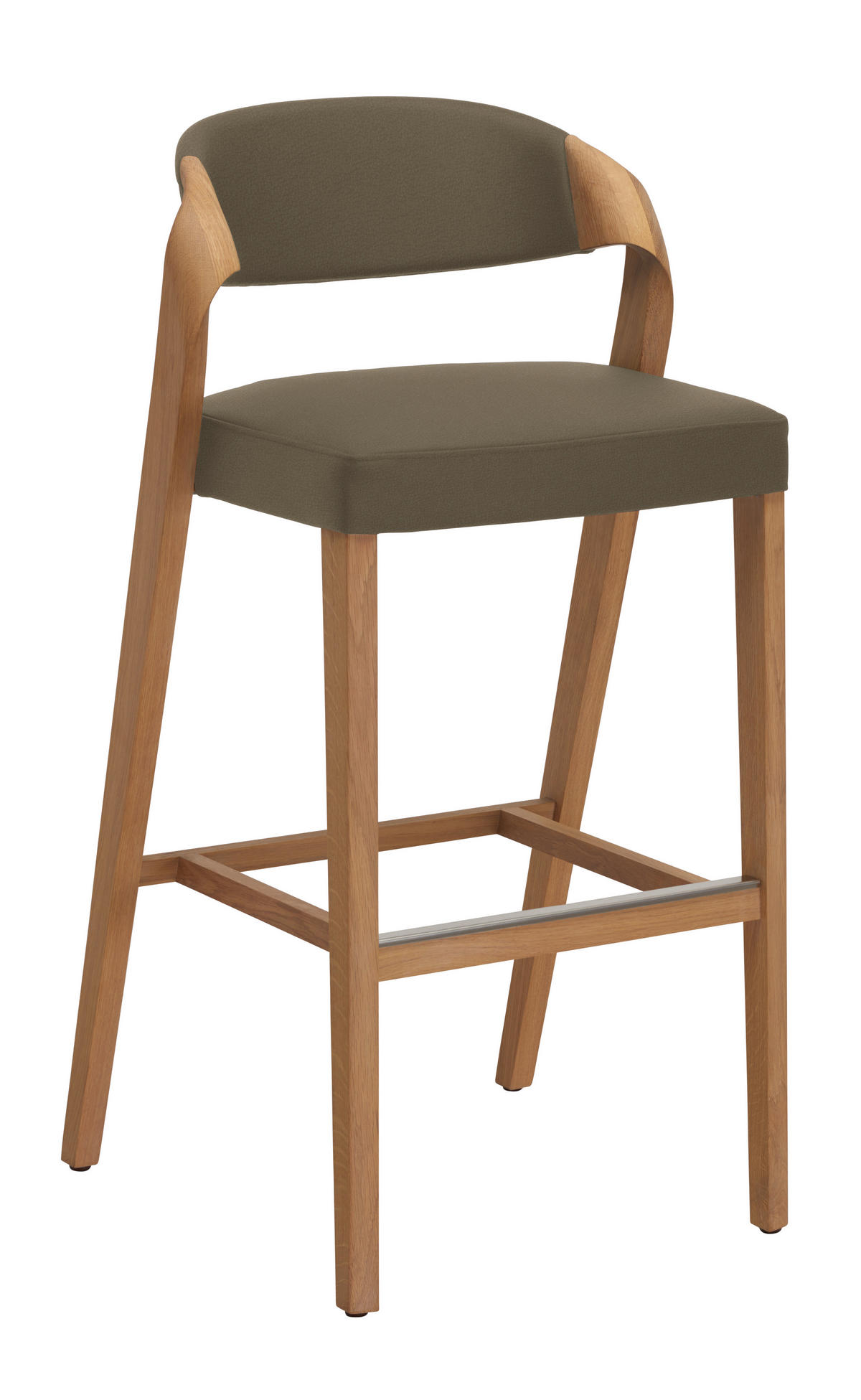 BARHOCKER Holz, Leder Schlammfarben, Wildeiche  - Wildeiche/Schlammfarben, Natur, Leder/Holz (52/103/52cm) - Voglauer