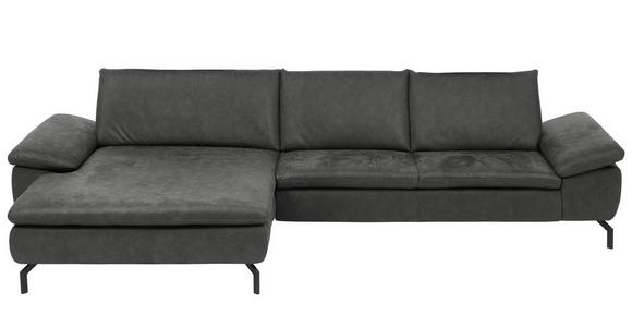 ECKSOFA in Mikrofaser Anthrazit - Anthrazit/Schwarz, Design, Textil/Metall (181/341cm) - Dieter Knoll