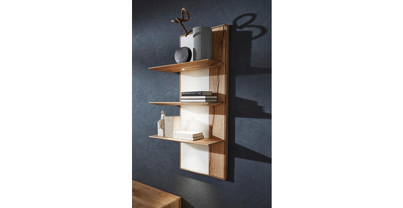 WOHNWAND  in Weiß, Eichefarben  341/205,5/54,2 cm  - Eichefarben/Weiß, Design, Glas/Holz (341/205,5/54,2cm) - Valnatura