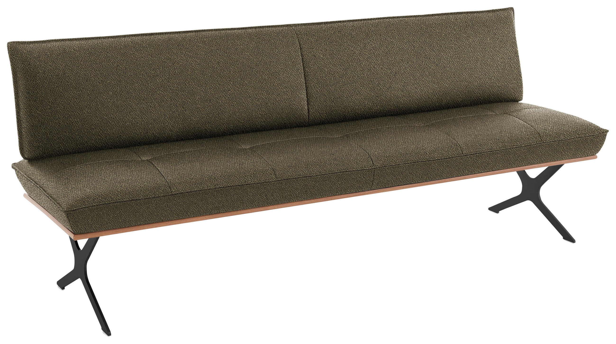 SITZBANK in Holz, Textil Schwarz, Nussbaumfarben, Olivgrün  - Nussbaumfarben/Schwarz, Design, Holz/Textil (214/88/66cm) - Koinor