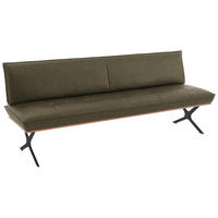 SITZBANK in Holz, Textil Schwarz, Nussbaumfarben, Olivgrün  - Nussbaumfarben/Schwarz, Design, Holz/Textil (214/88/66cm) - Koinor