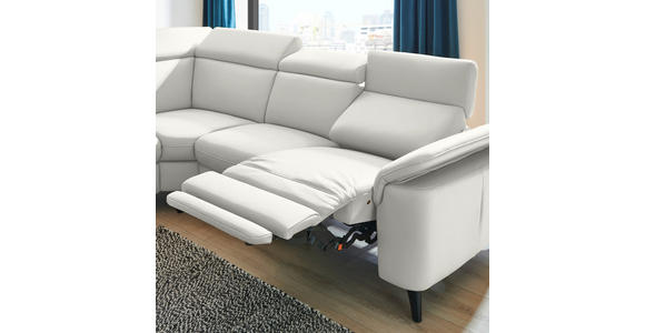 ECKSOFA in Echtleder Weiß  - Schwarz/Weiß, Design, Leder/Metall (239/289cm) - Cantus