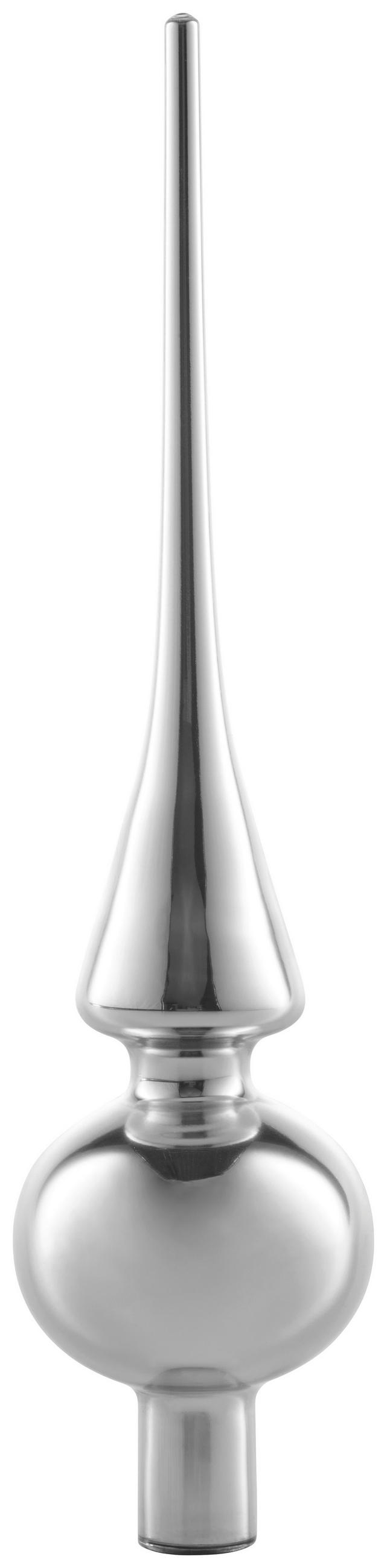 ŠPIC NA VIANOČNÝ STROMČEK - strieborná, Konventionell, sklo (26cm)