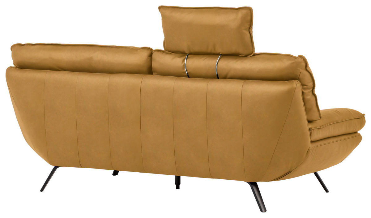 2,5-SITZER in Leder Currygelb  - Currygelb/Schwarz, Design, Leder/Metall (206/94/95cm) - Celina