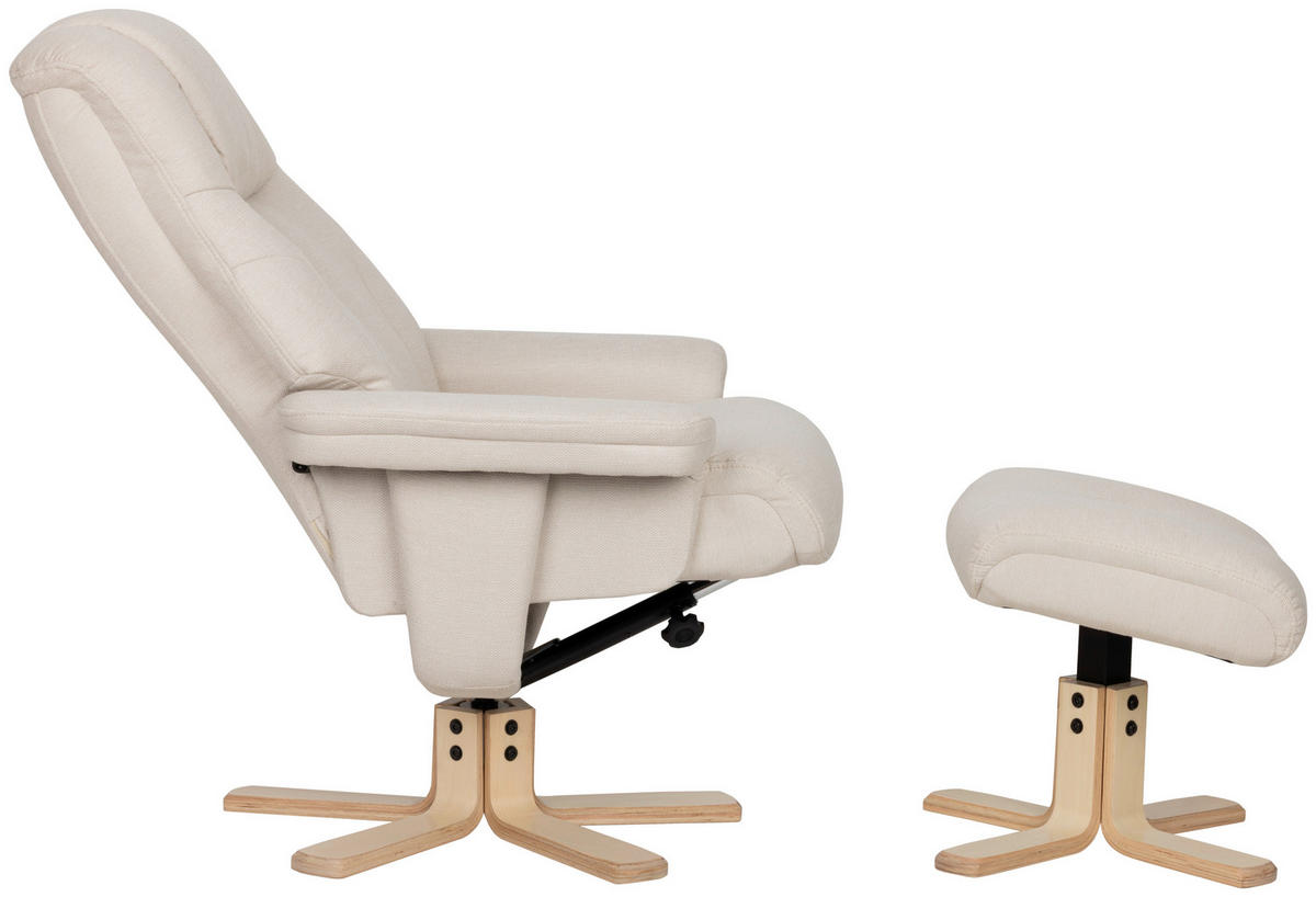 RELAXSESSELSET Webstoff    - Creme/Naturfarben, Design, Holz/Textil (80/109/79cm) - Livetastic