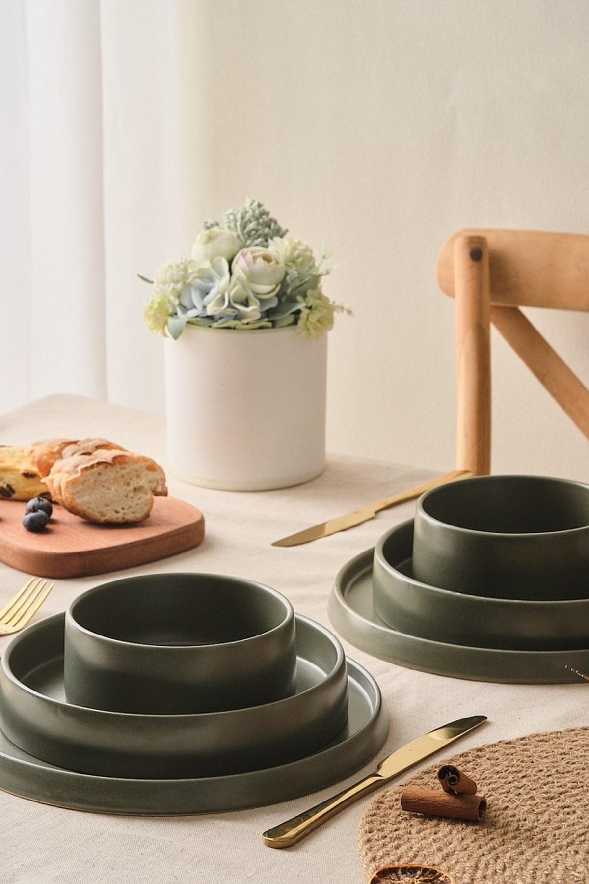 KOMPLETT SERVIS Kyoto 12 delar  - grön, Trend, keramik - Novel