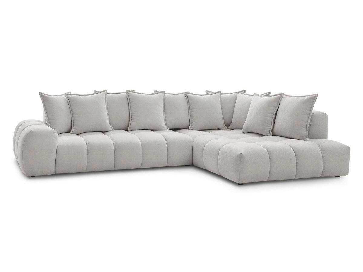 ECKSOFA Ottomane rechts  EVEREST Hellgrau Struktur  - Hellgrau/Schwarz, MODERN, Kunststoff/Textil (352/210cm)