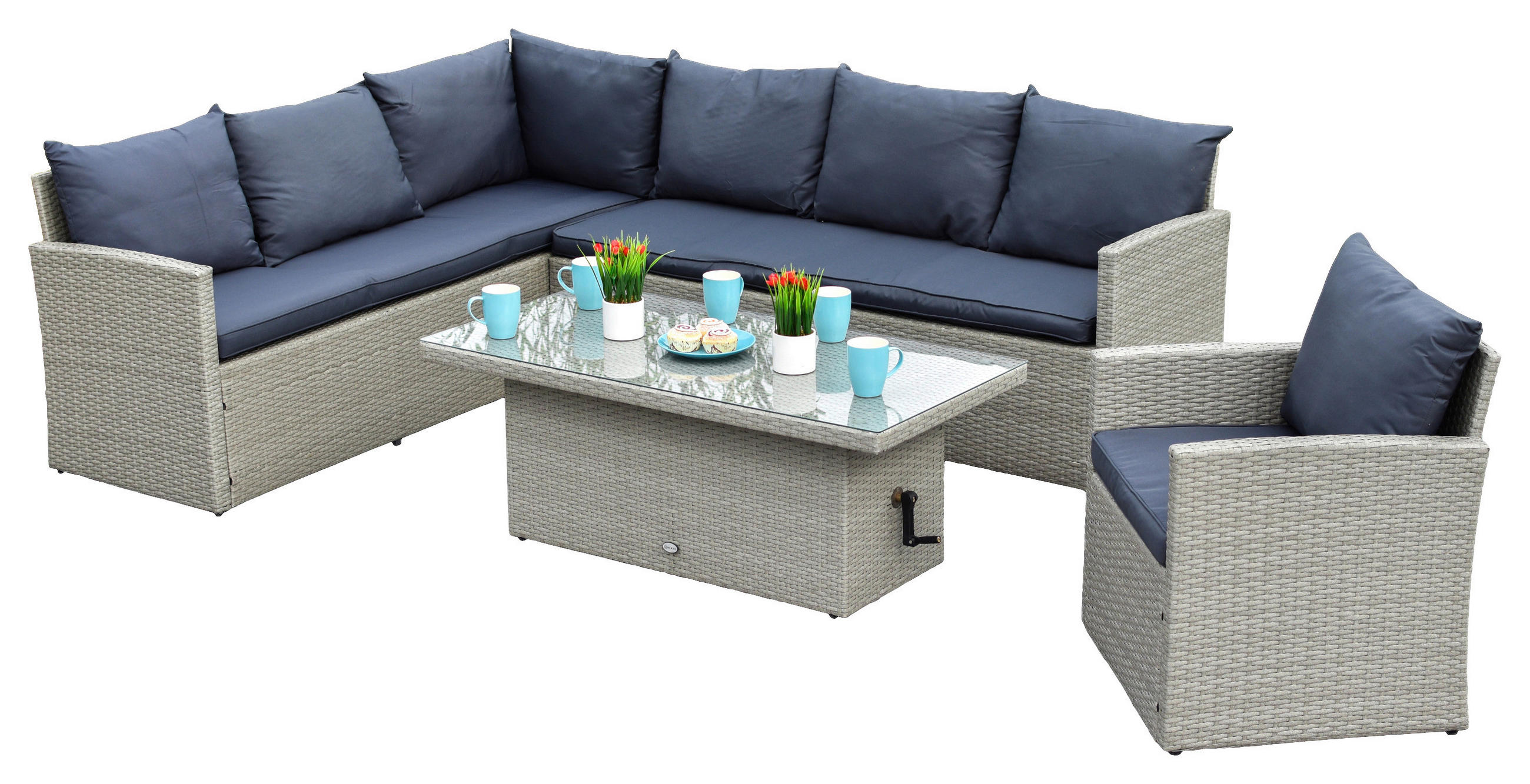 GARTENSET Stahl  - Anthrazit/Grau, MODERN, Kunststoff/Metall - Gardenson