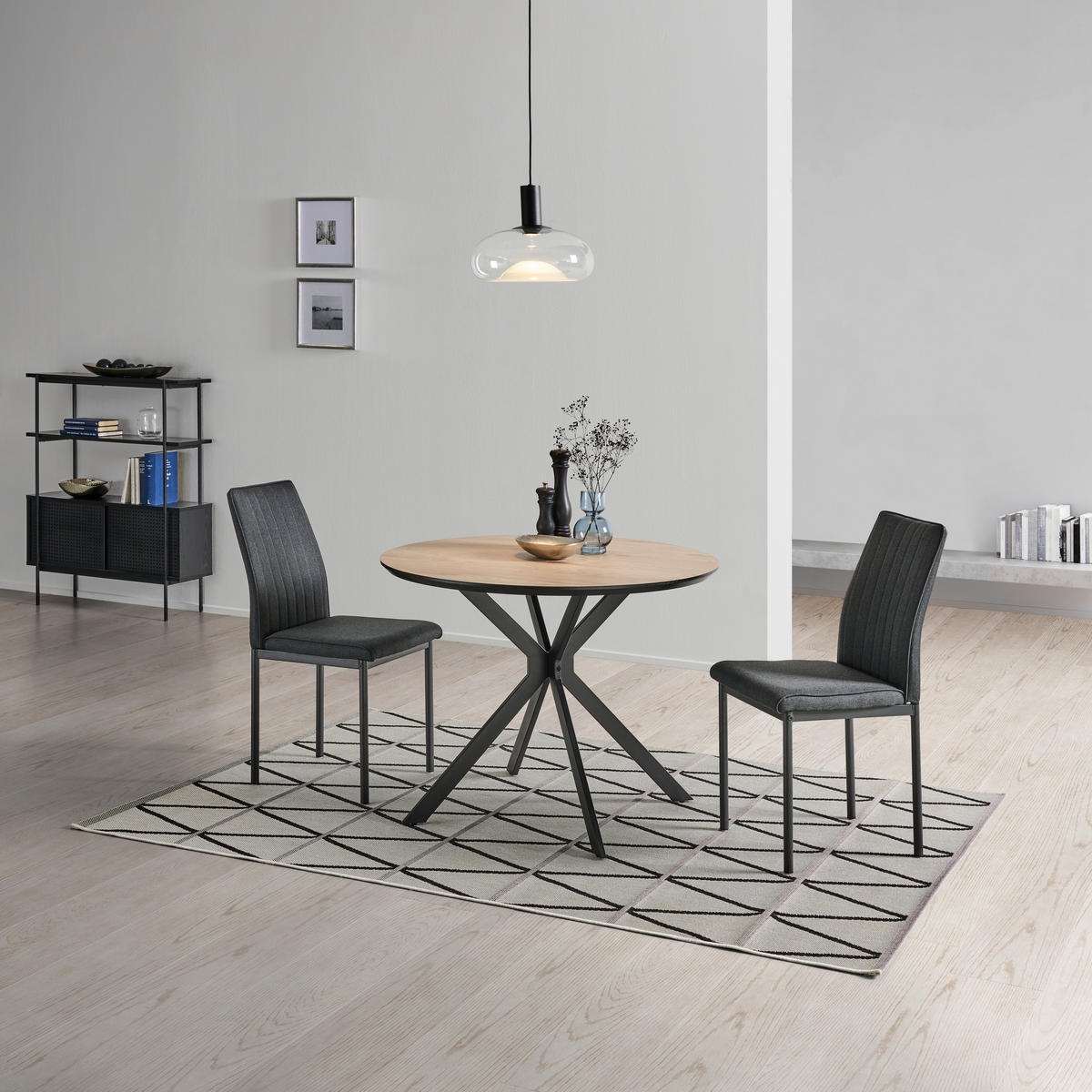 STUHL  in Eisen Mikrofaser Metall, Textil  - Dunkelgrau/Grau, LIFESTYLE, Textil/Metall (44/91/58cm) - Livetastic
