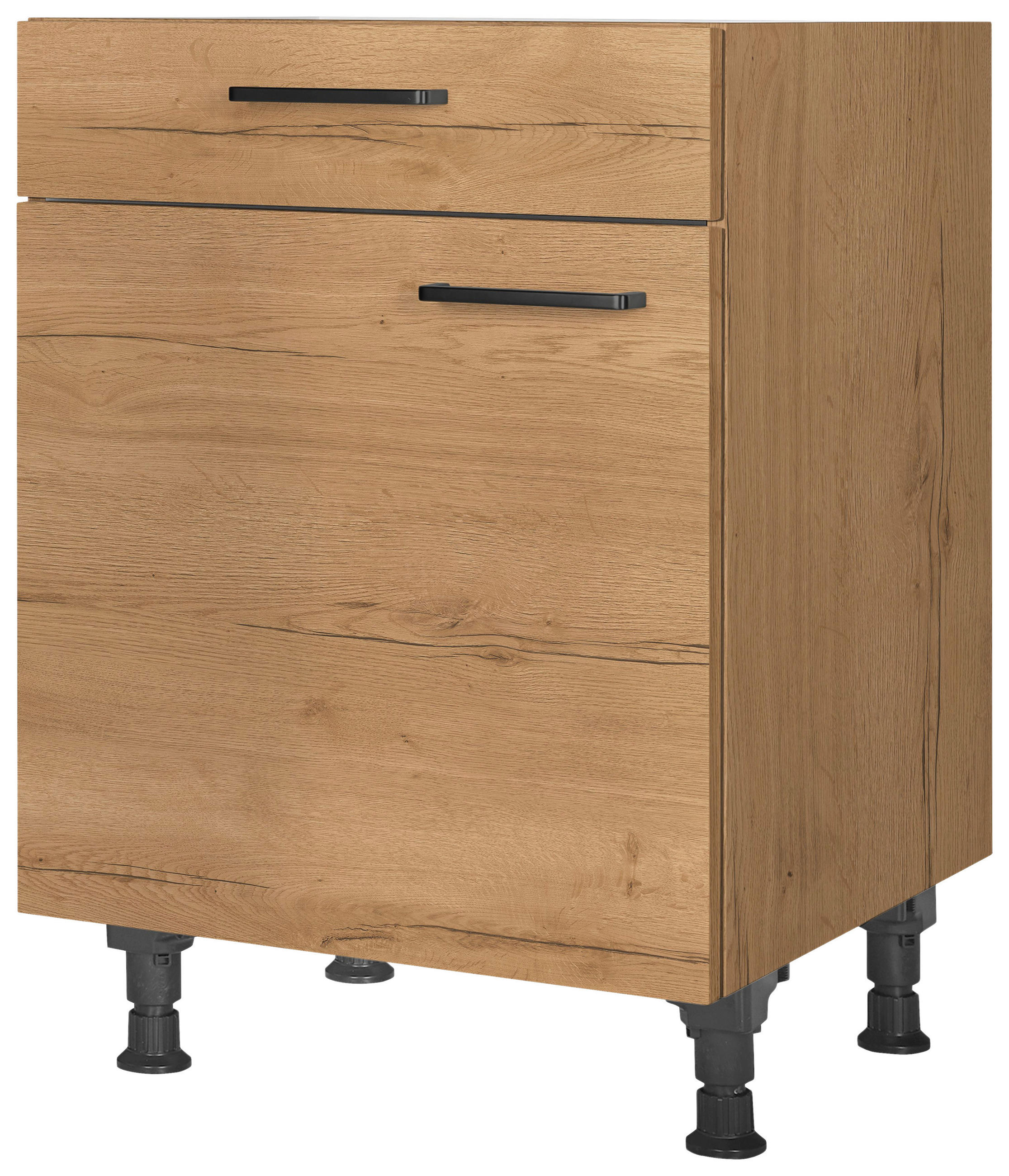 SCHUBKASTENUNTERSCHRANK 60/87/56 cm  in Eichefarben  - Eichefarben/Schwarz, MODERN, Holzwerkstoff/Metall (60/87/56cm) - Nobilia